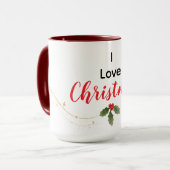 Mug personnalisé J'aime Noël (Devant gauche)