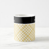 Mug Personnalisé jaune blanc En vichy Nom personnalisé (Centre)