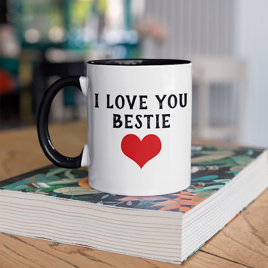 Mug Personnalisé Je t'aime Bestie Texte mignon Coeur r