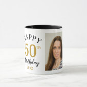 Mug Personnalisé Joyeux 50e anniversaire 5 Collage pho (Centre)