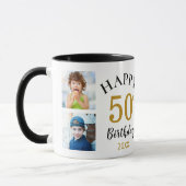 Mug Personnalisé Joyeux 50e anniversaire 5 Collage pho (Gauche)