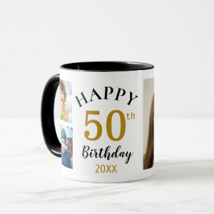Mug Personnalisé Joyeux 50e anniversaire 5 Collage pho