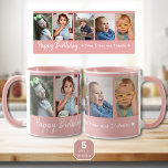 Mug Personnalisé Joyeux Anniversaire 5 Photo Collage r<br><div class="desc">Un cadeau unique pour l'anniversaire de grand-parents avec une typographie d'anniversaire heureuse et 5 photos de petits-enfants avec leur nom.</div>