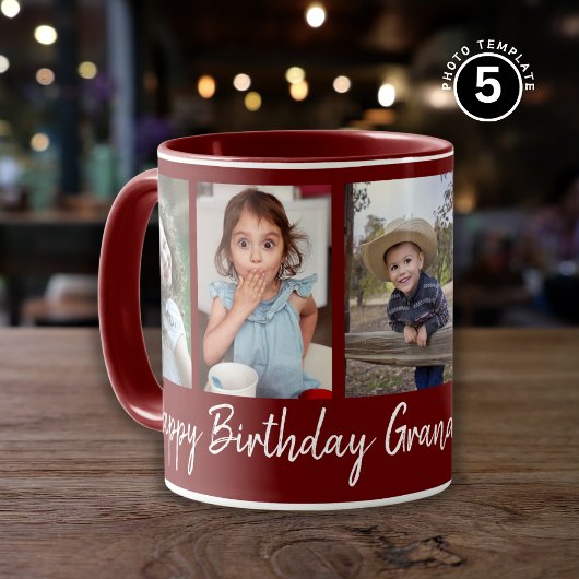 Mug Personnalisé Joyeux anniversaire grand-mère cinq p