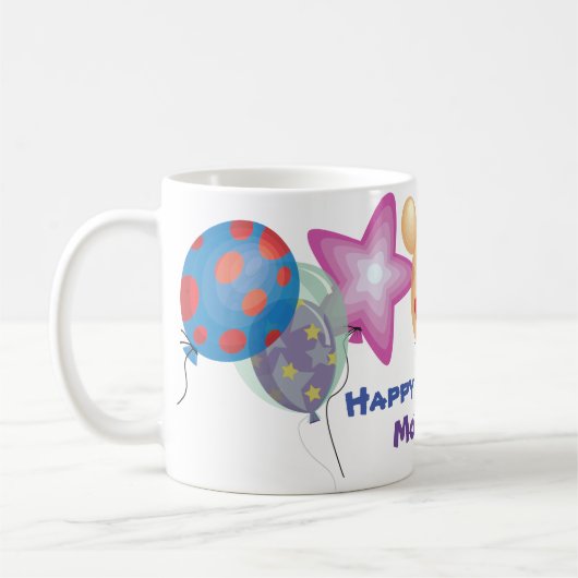 Mug personnalisé Joyeux anniversaire mignon ballon (Gauche)