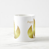 Mug Personnalisé Joyeux anniversaire or ornements feui (Centre)