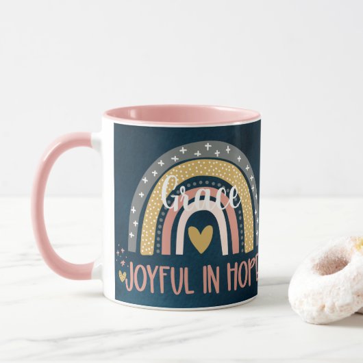 Mug Personnalisé Joyeux dans l'espoir Christian Rainbo (Avec donut)