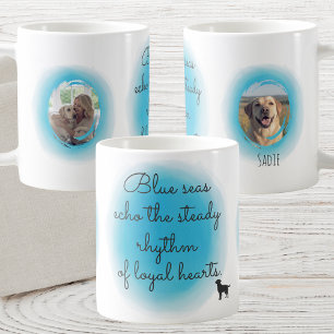 Mug personnalisé Labrador Retriever en eau bleu pa
