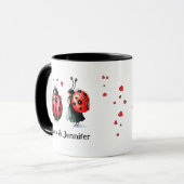Mug Personnalisé Lady Bug Couple Noms Personnalisés (Devant gauche)