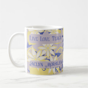 Mug Personnalisé Live Love Teach Watercolor Lemon