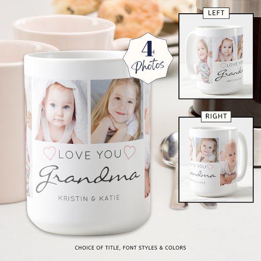 Mug PERSONNALISÉ LOVE YOU GRANDMA 4 Script photo