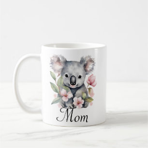 Mug Personnalisé Maman Koala Ours Floral Personnalisé