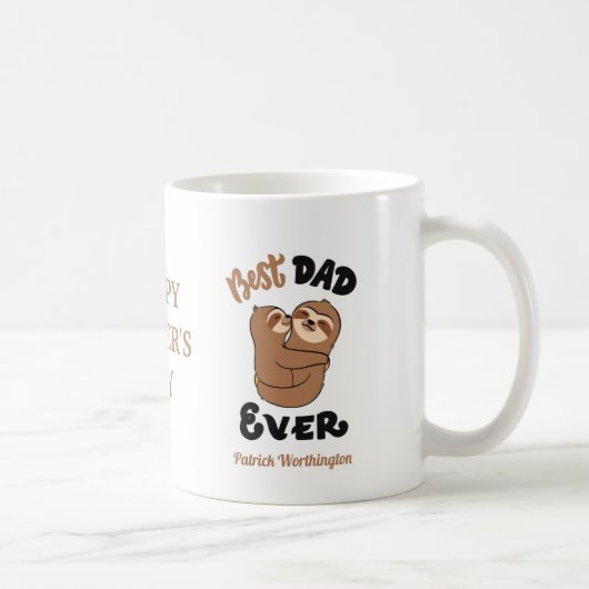 Mug Personnalisé Meilleur papa Jamais mignonne Sloth (Droite)