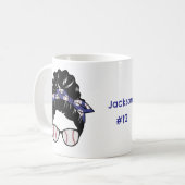 Mug Personnalisé Messy Bun Baseball Maman (Devant gauche)
