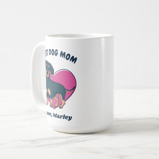 Mug Personnalisé Mignon Dachshund Chien Maman Texte Pe (Devant gauche)