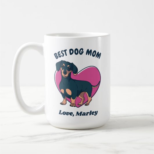 Mug Personnalisé Mignon Dachshund Chien Maman Texte Pe (Gauche)