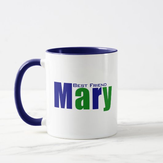 Mug Personnalisé moderne "Marie" en Vert profond et Bl (Gauche)