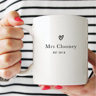 Mug personnalisé moderne simple coeur pour mariée