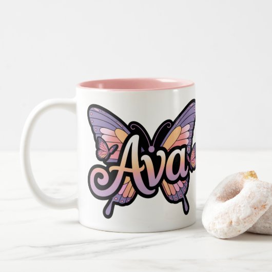 Mug personnalisé - Mug de conception papillon Ava (Avec donut)