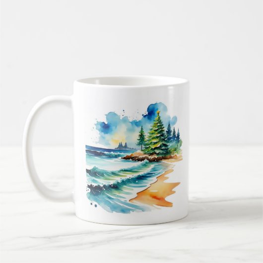 Mug personnalisé Noël à la plage (Gauche)