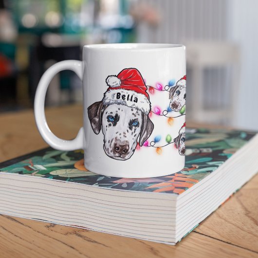 Mug Personnalisé Noël Dalmatie Tête de Père Noël Chien