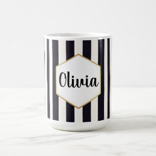 Mug Personnalisé noir et blanc rayé
