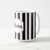 Mug Personnalisé noir et blanc rayé (Devant droit)