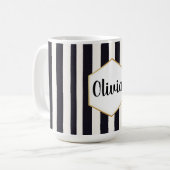 Mug Personnalisé noir et blanc rayé (Devant gauche)