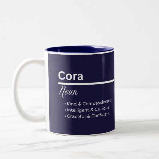 Mug Personnalisé Nom et Signification de Cora (Gauche)