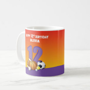 Mug Personnalisé Nom Fille 12e Anniversaire Balles de