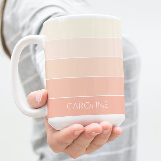 Mug Personnalisé Pastel Peach Coral Orange Stripes Mot