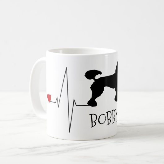 Mug Personnalisé Poodle Love My Dog Heart Beat (Devant gauche)