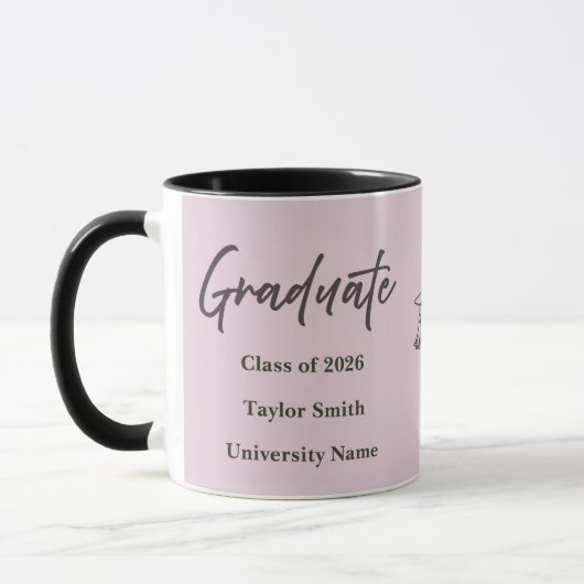 Mug personnalisé pour diplômé – Style élégant scri (Gauche)