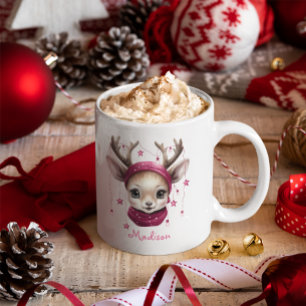 Mug Personnalisé pour Enfants Renne Rose