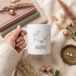 Mug personnalisé pour maman avec dessin à une lign