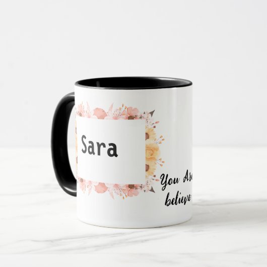 Mug personnalisé pour Sara - Design botanique chic (Devant gauche)