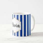 Mug Personnalisé rayé bleu et blanc (Devant droit)