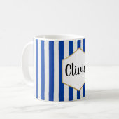 Mug Personnalisé rayé bleu et blanc (Devant gauche)