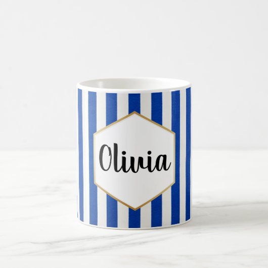Mug Personnalisé rayé bleu et blanc (Centre)