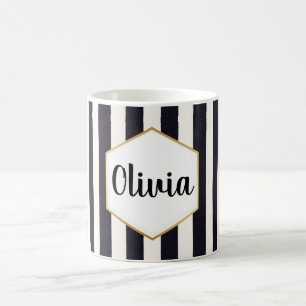 Mug Personnalisé rayé noir et blanc