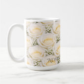 Mug Personnalisé Rose Blanche Élégante (Gauche)