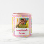 Mug Personnalisé rose Confetti Anniversaire Photos per (Centre)