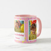 Mug Personnalisé rose Confetti Anniversaire Photos per (Devant droit)