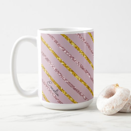 Mug personnalisé rose et or (Avec donut)