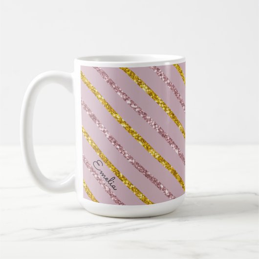 Mug personnalisé rose et or (Gauche)