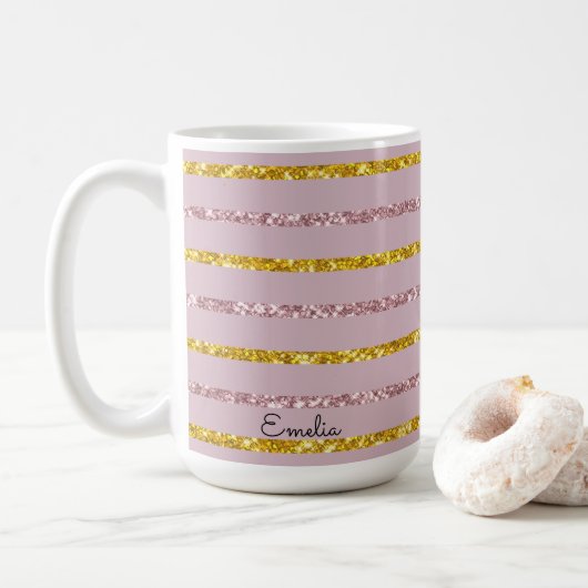 Mug personnalisé rose et or (Avec donut)
