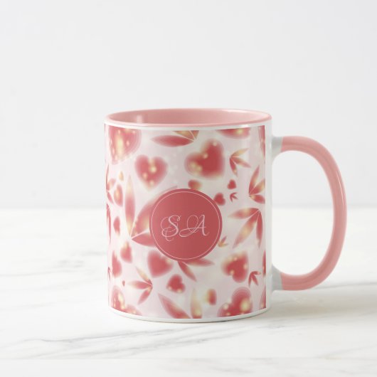 Mug Personnalisé Saint-Valentin Coeurs roses Points br (Droite)