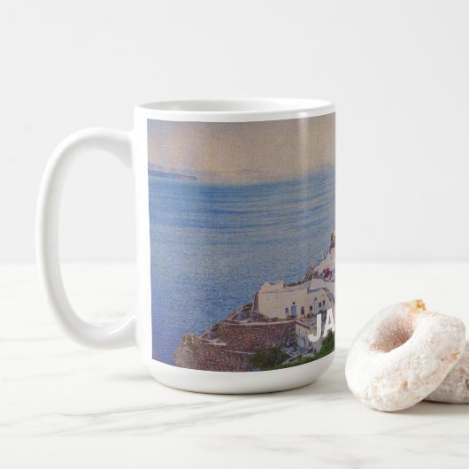 Mug personnalisé Santorin Grèce (Avec donut)