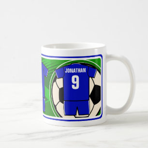 Mug Personnalisé Soccer Jersey Nom et numéro bleu