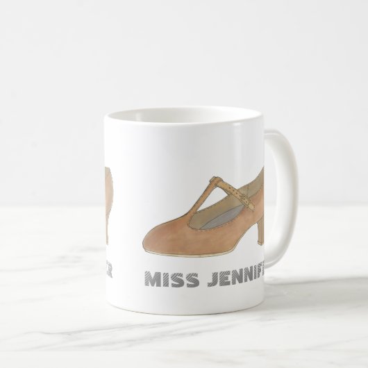 Mug Personnalisé Tan Caractère Chaussure Danse Enseign (Devant droit)